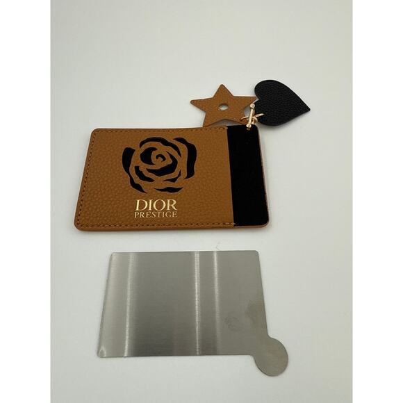 Dior Prestige card holder or wallet in brown and black leather with a rose motif - Picture 2 of 5